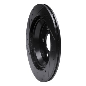 Ford Mustang Brake Rotor (1) - Rear Right - R1 Concepts - Drilled & Slotted - Black - `94-`04